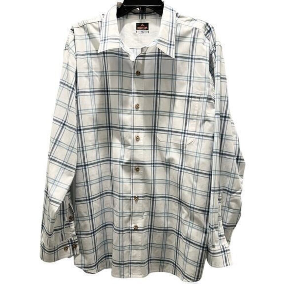 C9 Ridgecut Toughwear Blue White plaid windowpane long sleeve button XL NWOT